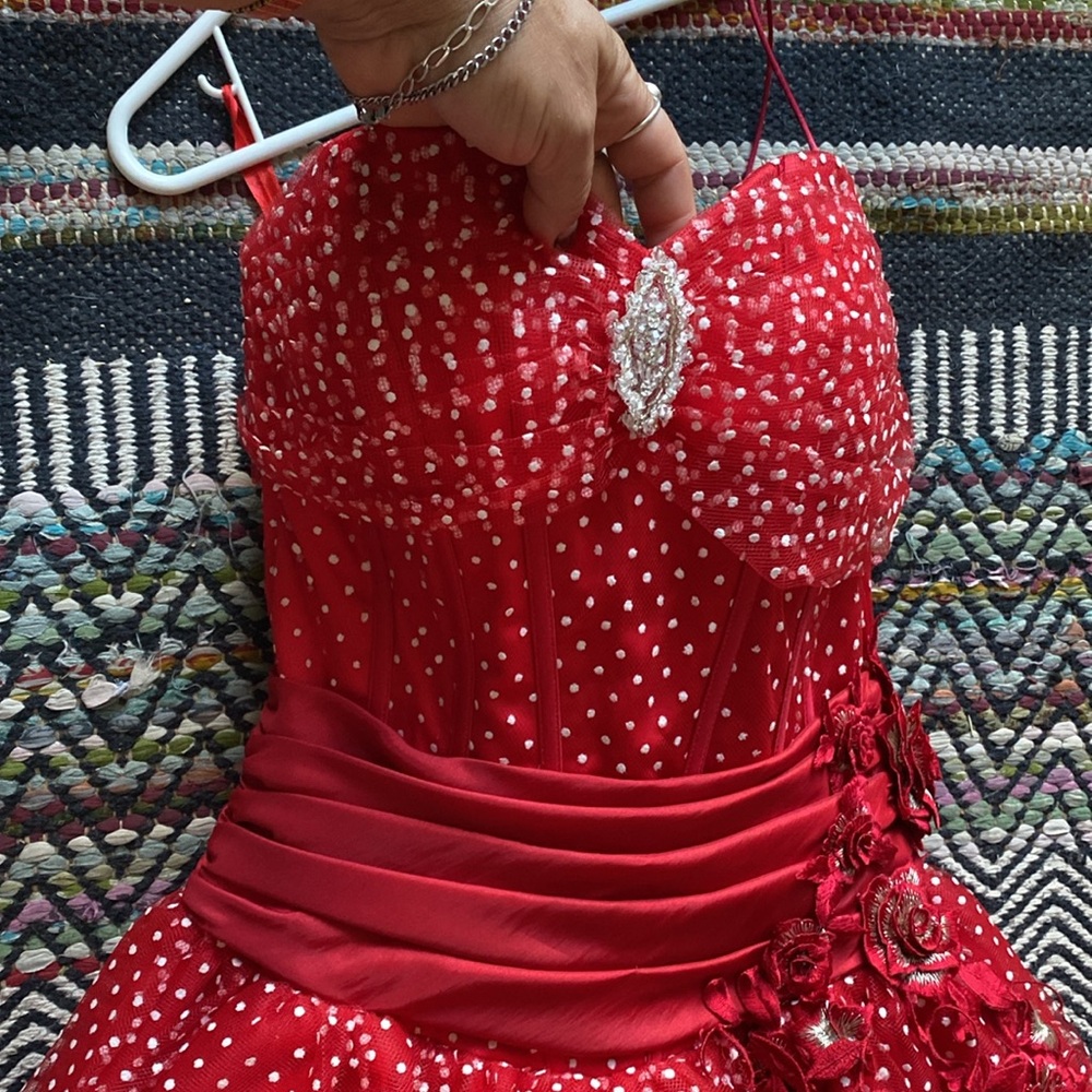 Red/white costume ballgown strawberry shortcake dress Size 0/xs. - Picture 5 of 7